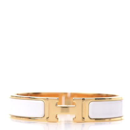 Hermes Enamel Narrow Clic Clac H Bracelet PM White 1 of 5