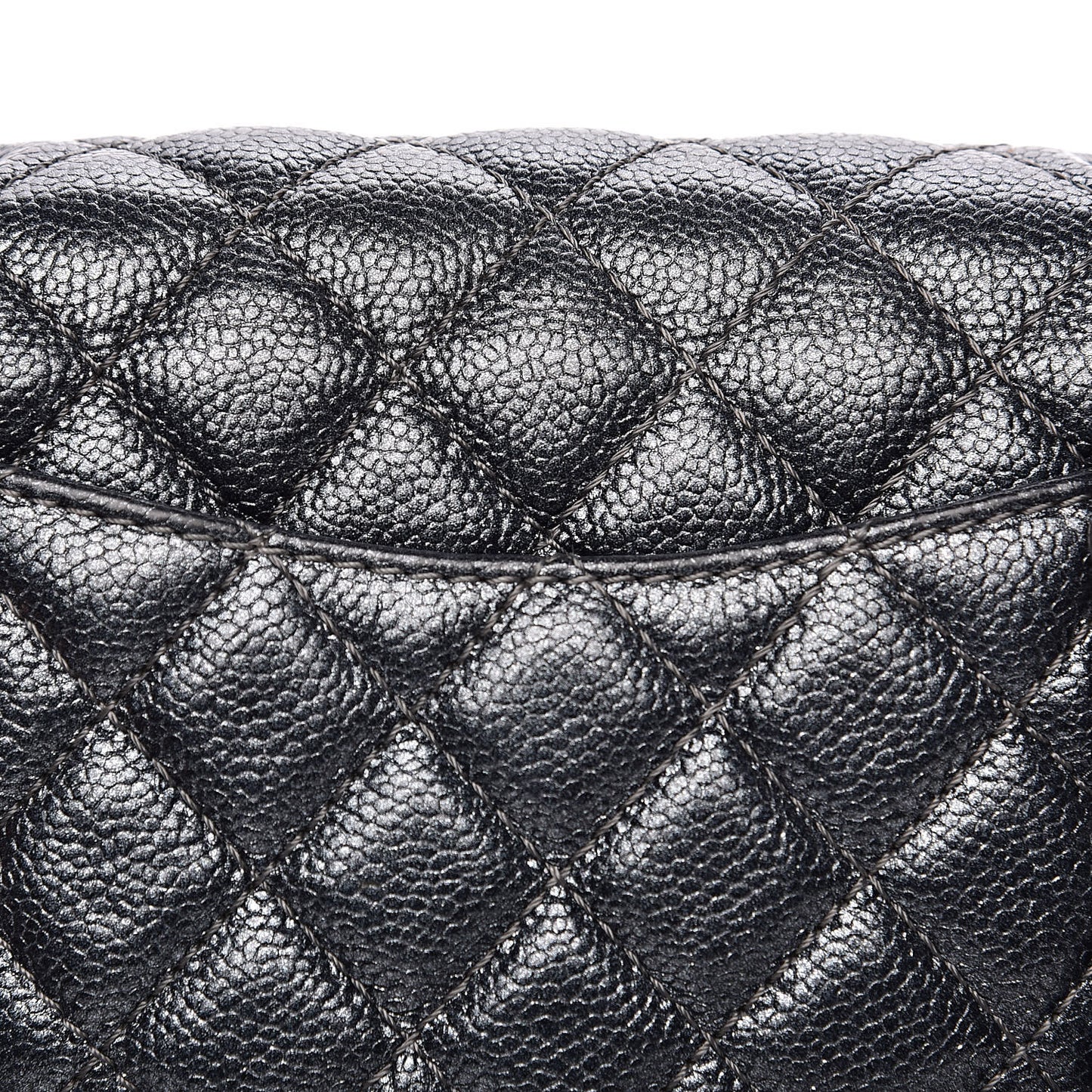 Pearly Caviar Quilted Mini Rectangular Flap Grey