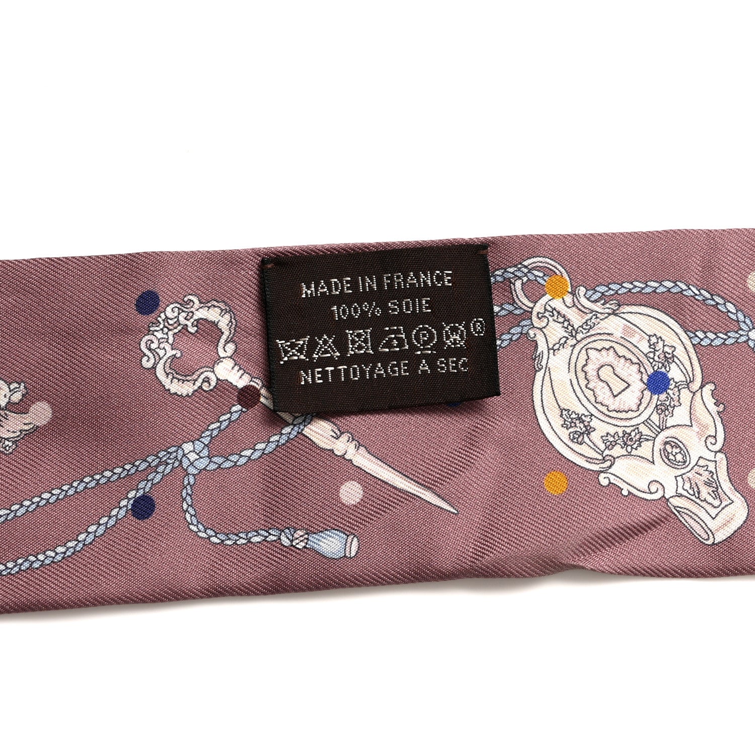 Hermes Silk Les Cles A Pois Twilly Marron Glace Gris 4 of 5