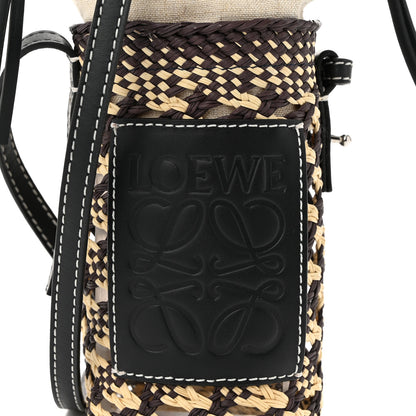 Loewe Calfskin Raffia Paula's Ibiza Pocket Bucket Bag Natural Navy Blue 7 of 9