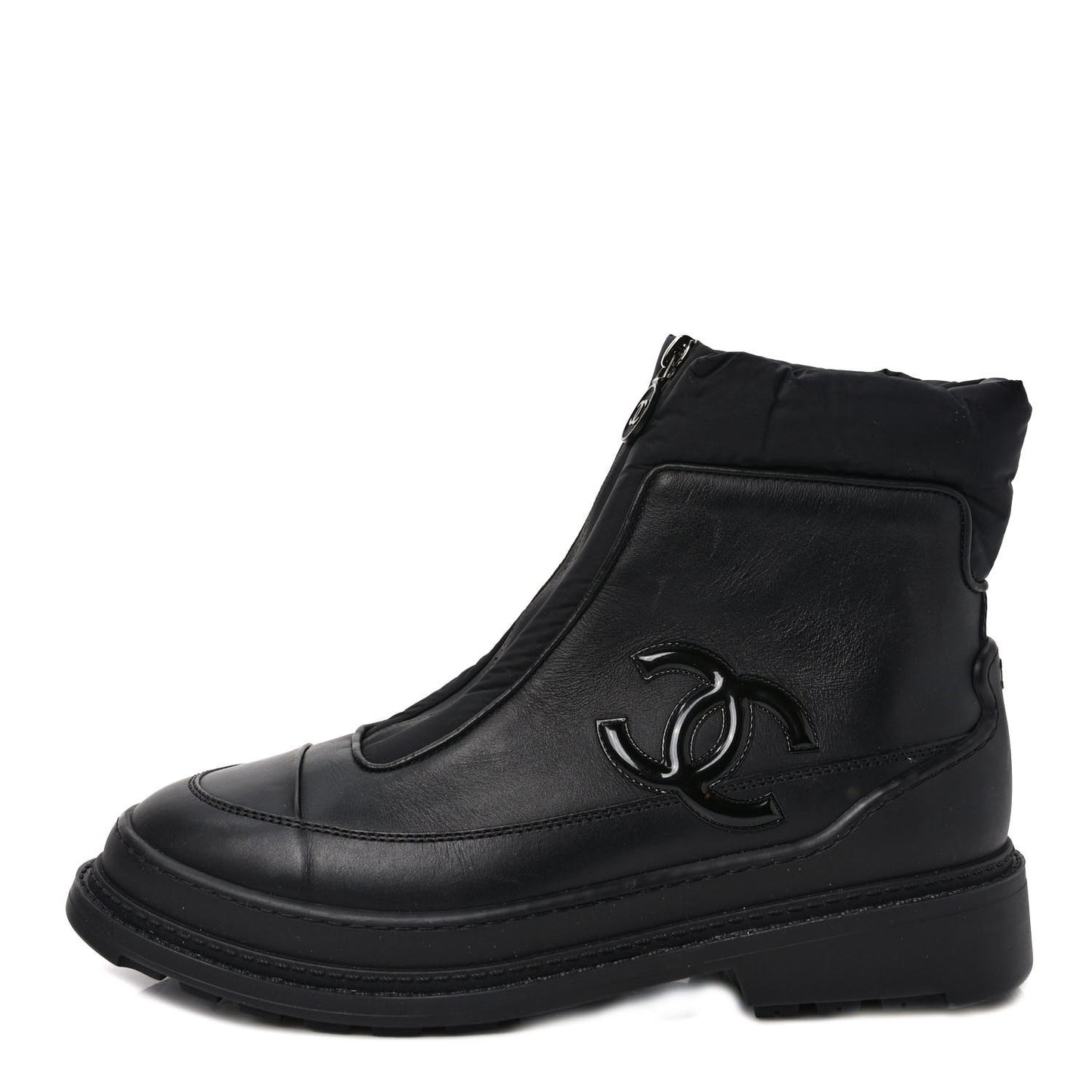 Calfskin Nylon CC Ankle Snow Boots 40 Black