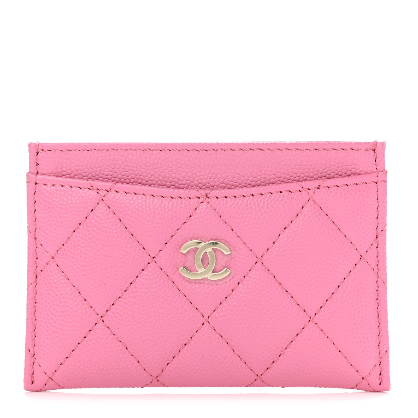 Caviar Quilted Card Holder Pink