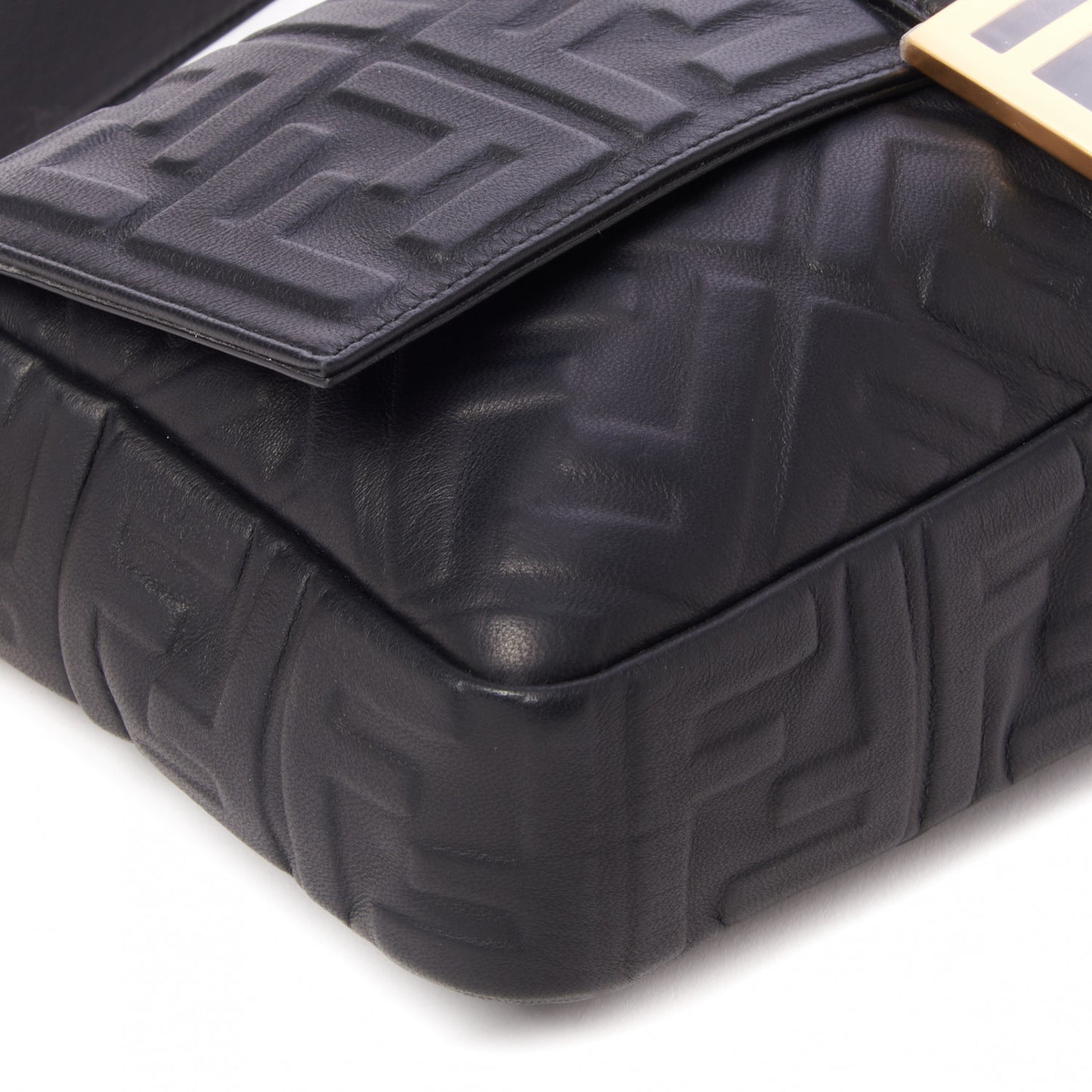 Nappa FF 1974 Embossed Large Baguette Black