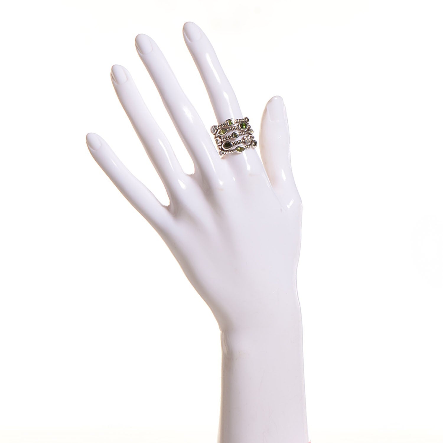 David Yurman Sterling Silver Peridot Confetti 5 Row Ring 6.5 2 of 4