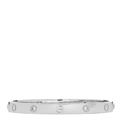 Cartier 18K White Gold 4 Diamond LOVE Bracelet 18 1 of 8