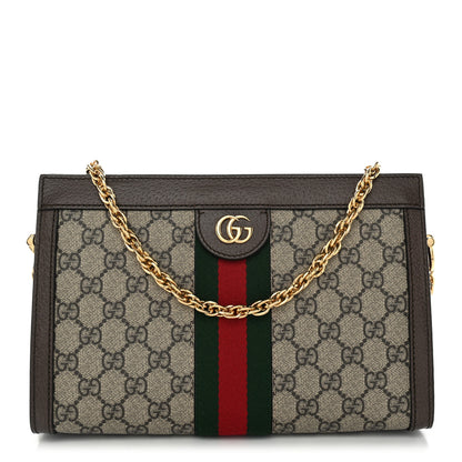 Gucci GG Supreme Monogram Web Small Ophidia Chain Shoulder Bag Brown 1 of 10