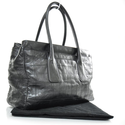 Chanel Leather Square Stitched Lax Shopping Tote Black 3 of 11