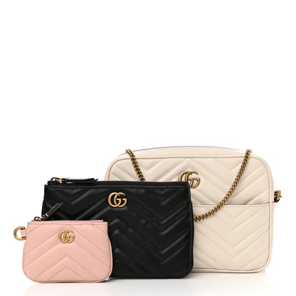 Gucci Calfskin Matelasse GG Marmont Multi-Use Mini Bag 85 34 Black Perfect Pink Mystic White 3 of 14