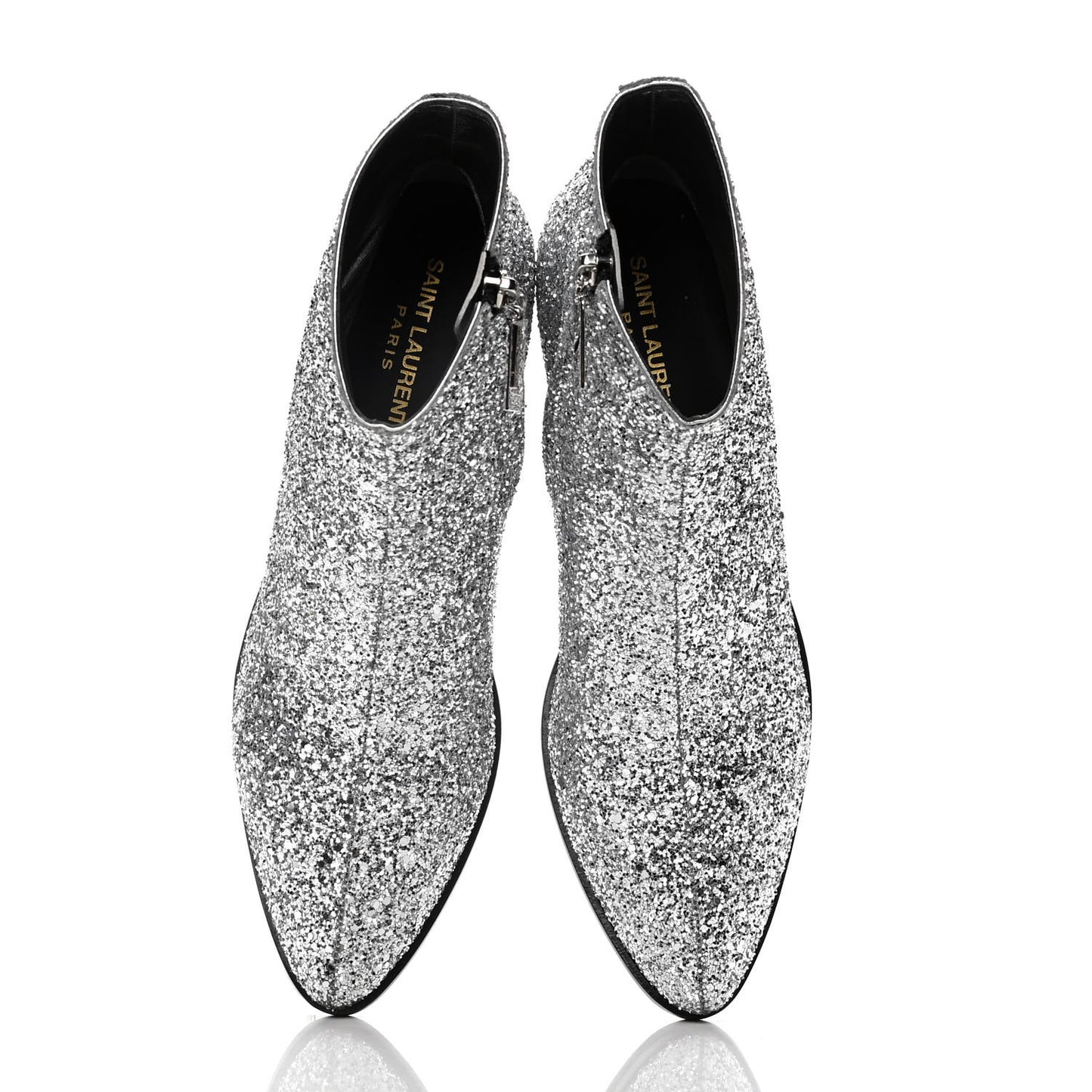 Glitter Calfskin West 45 Boots 38.5 Silver