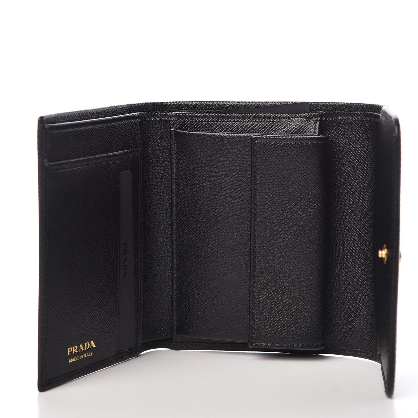 Saffiano Metal Tri-Fold Wallet Black