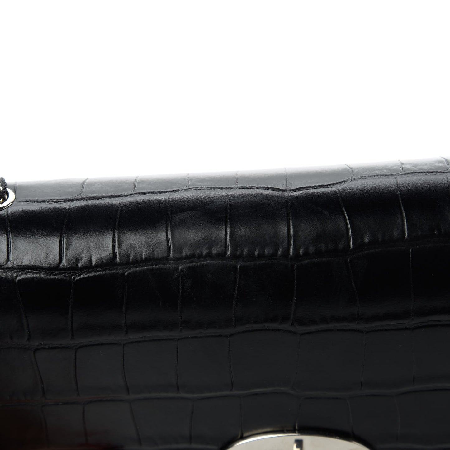 Crocodile Embossed Calfskin Small Darley Black