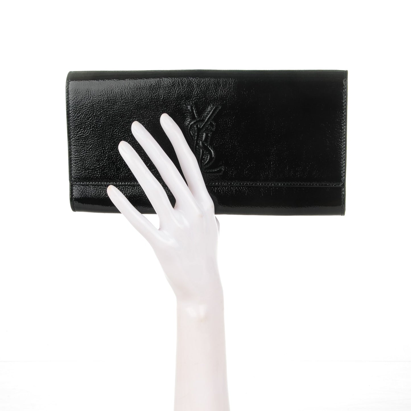 Textured Patent Monogram Small Belle De Jour Clutch Black