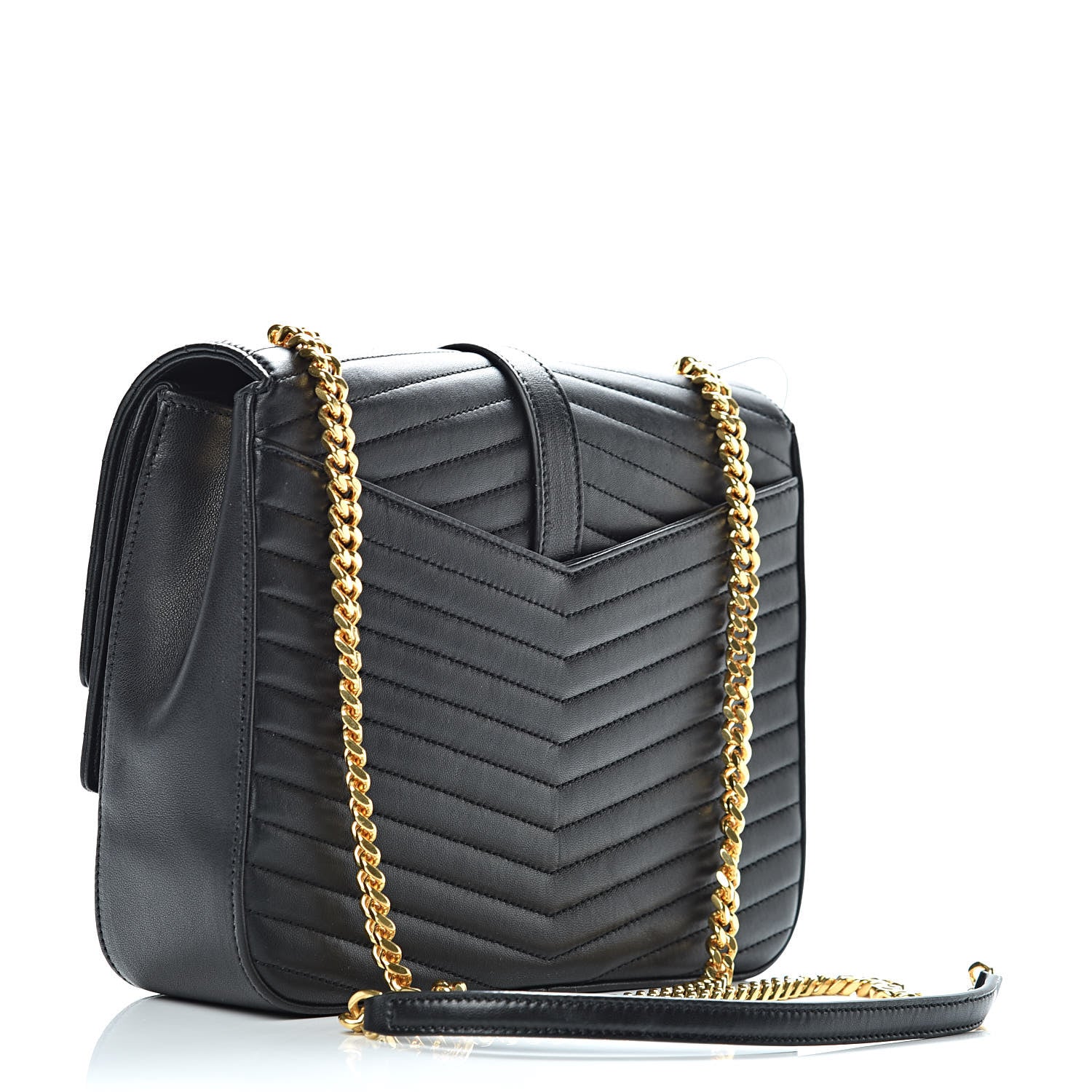 Saint Laurent Lambskin Matelasse Chevron Monogram Medium Sulpice Bag Black 3 of 18