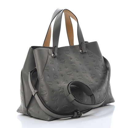 MCM Calfskin Ottomar Monogram Large Essential Tote Charcoal 3 of 10