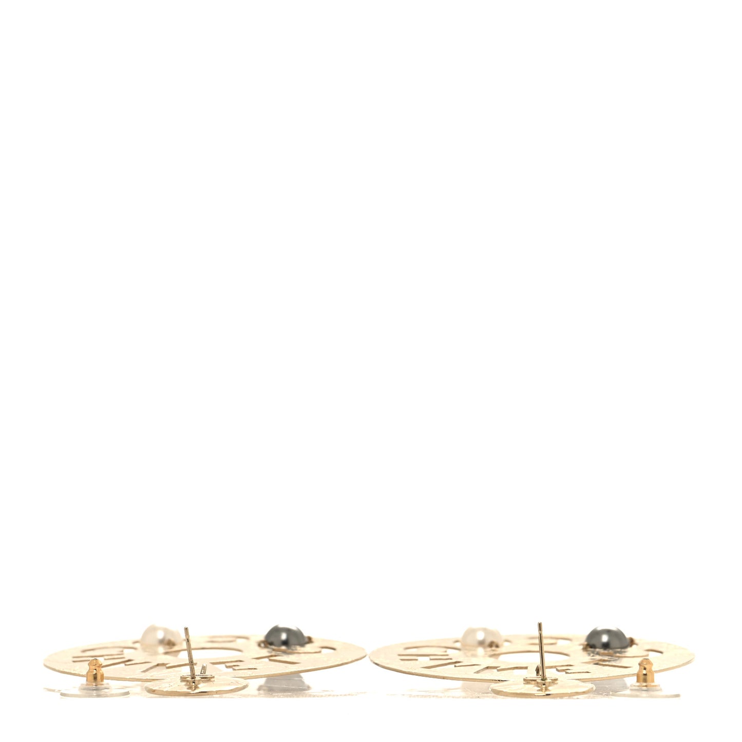 Crystal Pearl CC Papyrus Drop Earrings Gold Grey