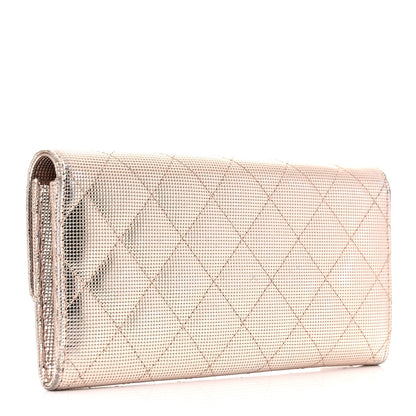 Chanel Metallic Calfskin Quilted Pixel Effect Large Flap Wallet Pinky Gold 3 of 11