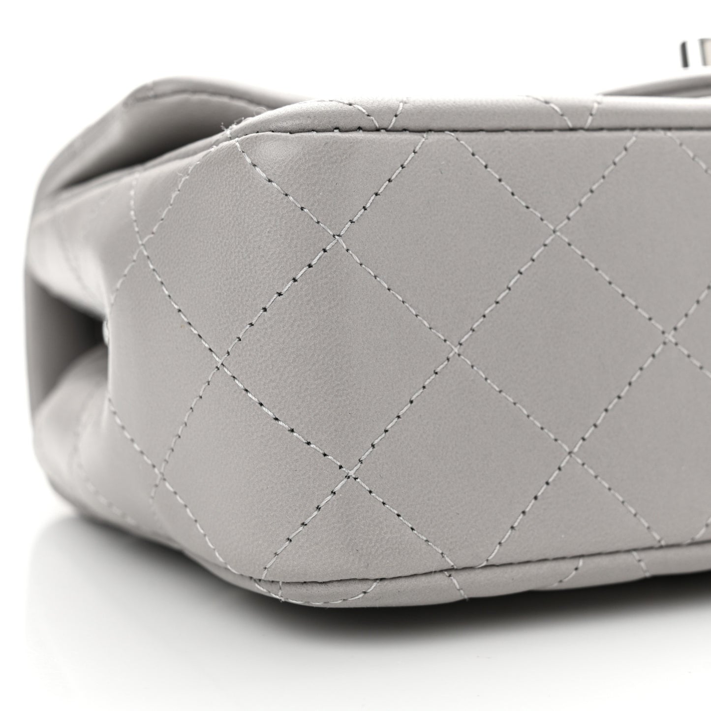 Lambskin Quilted Mini Rectangular Flap Grey
