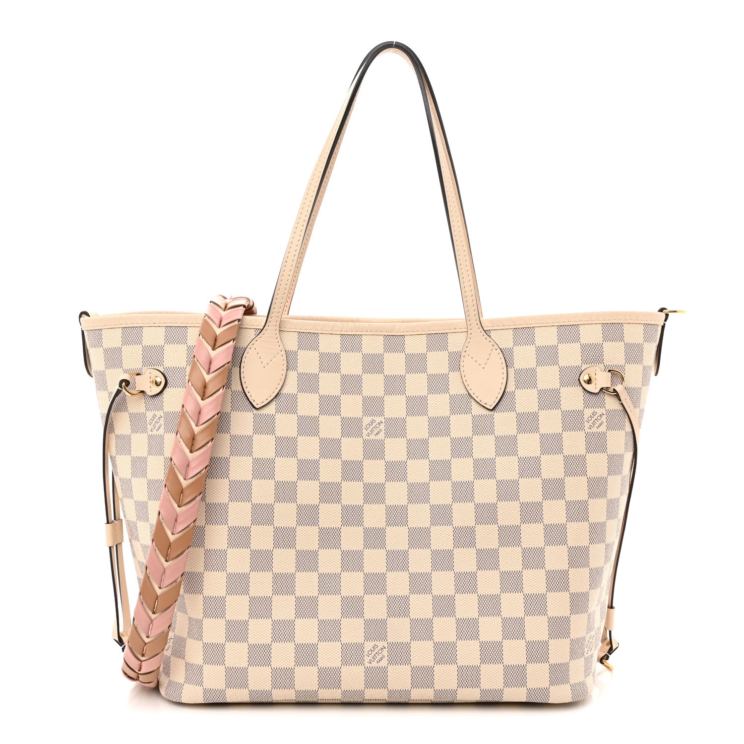 Louis Vuitton Damier Azur Braided Neverfull MM Pink 1 of 11