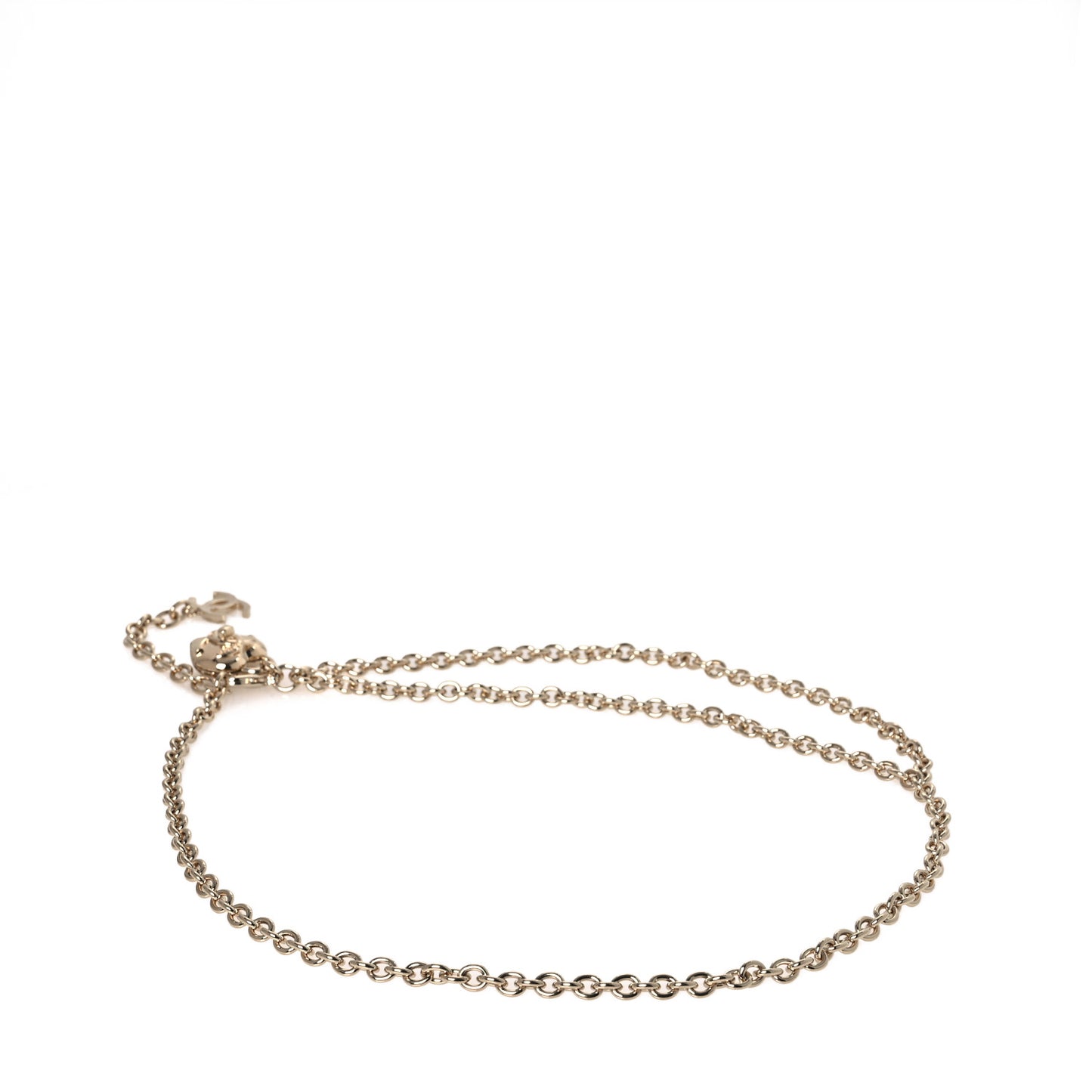 Metal Chain CC Heart Turnlock Belt Gold
