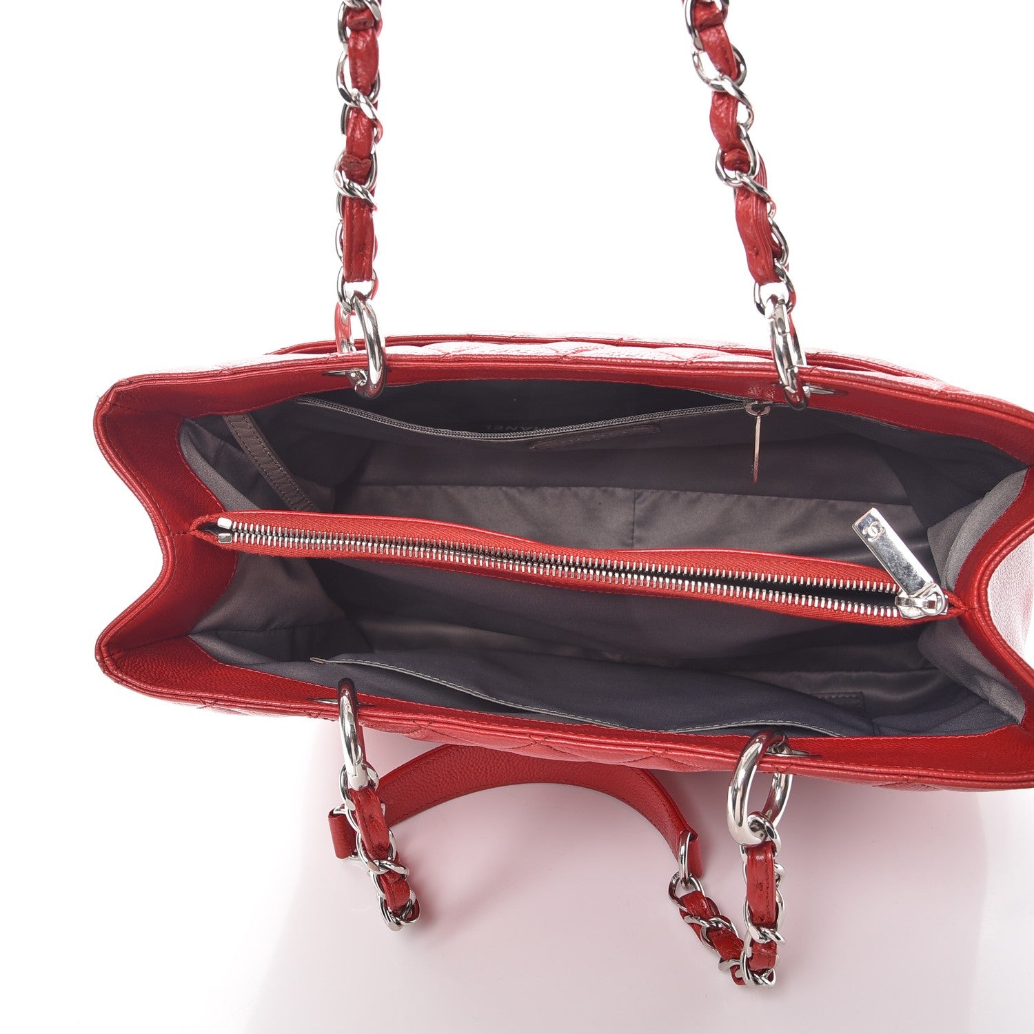 Chanel Caviar Quilted Grand Shopping Tote GST Red 5 of 18