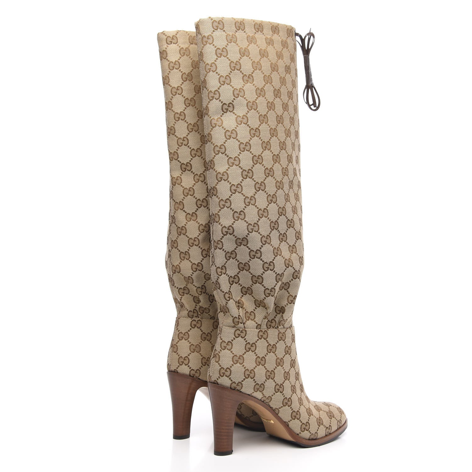 Gucci Monogram Over the Knee Boots 37 Beige Ebony 4 of 6
