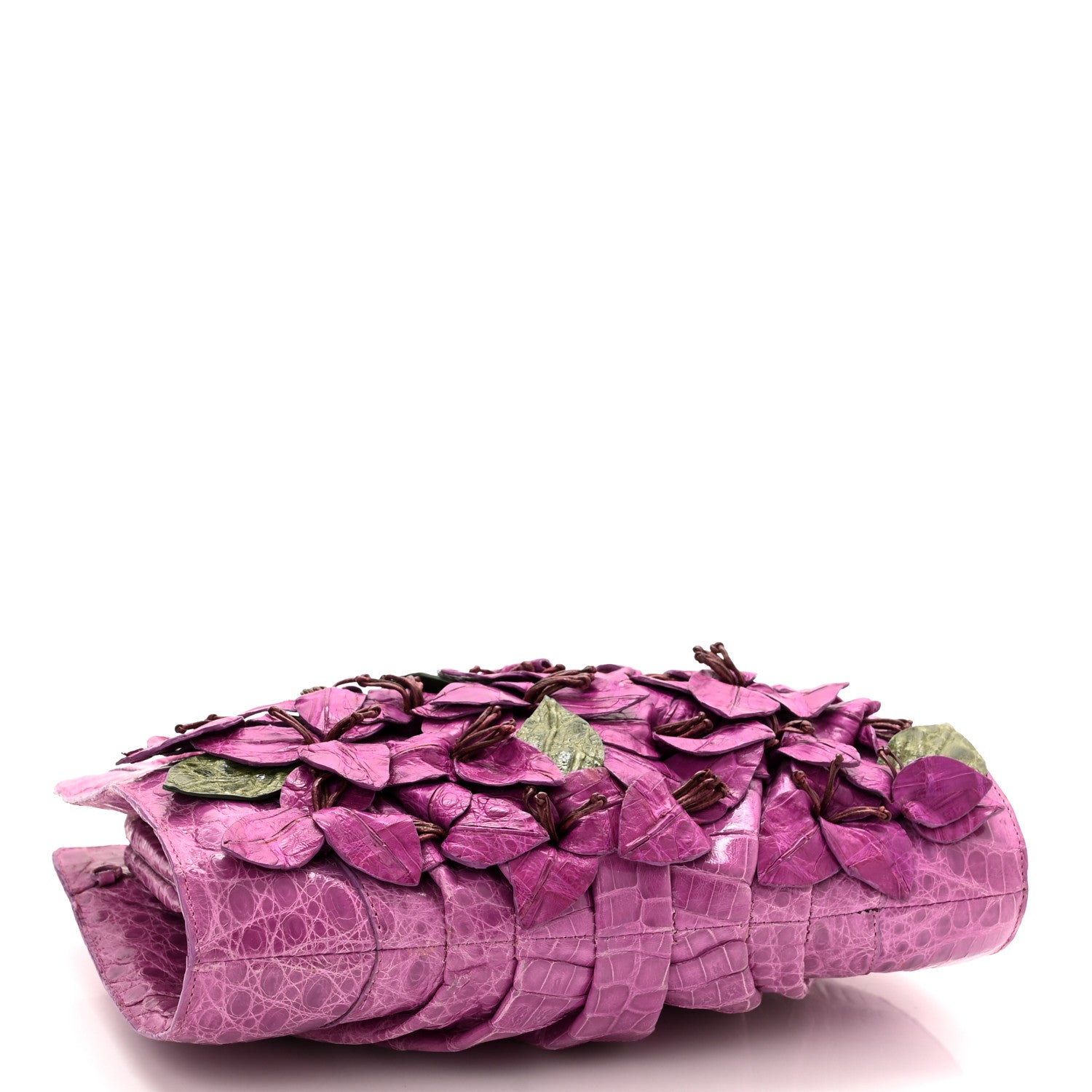 Nancy Gonzalez Crocodile Floral Clutch Pink 3 of 9