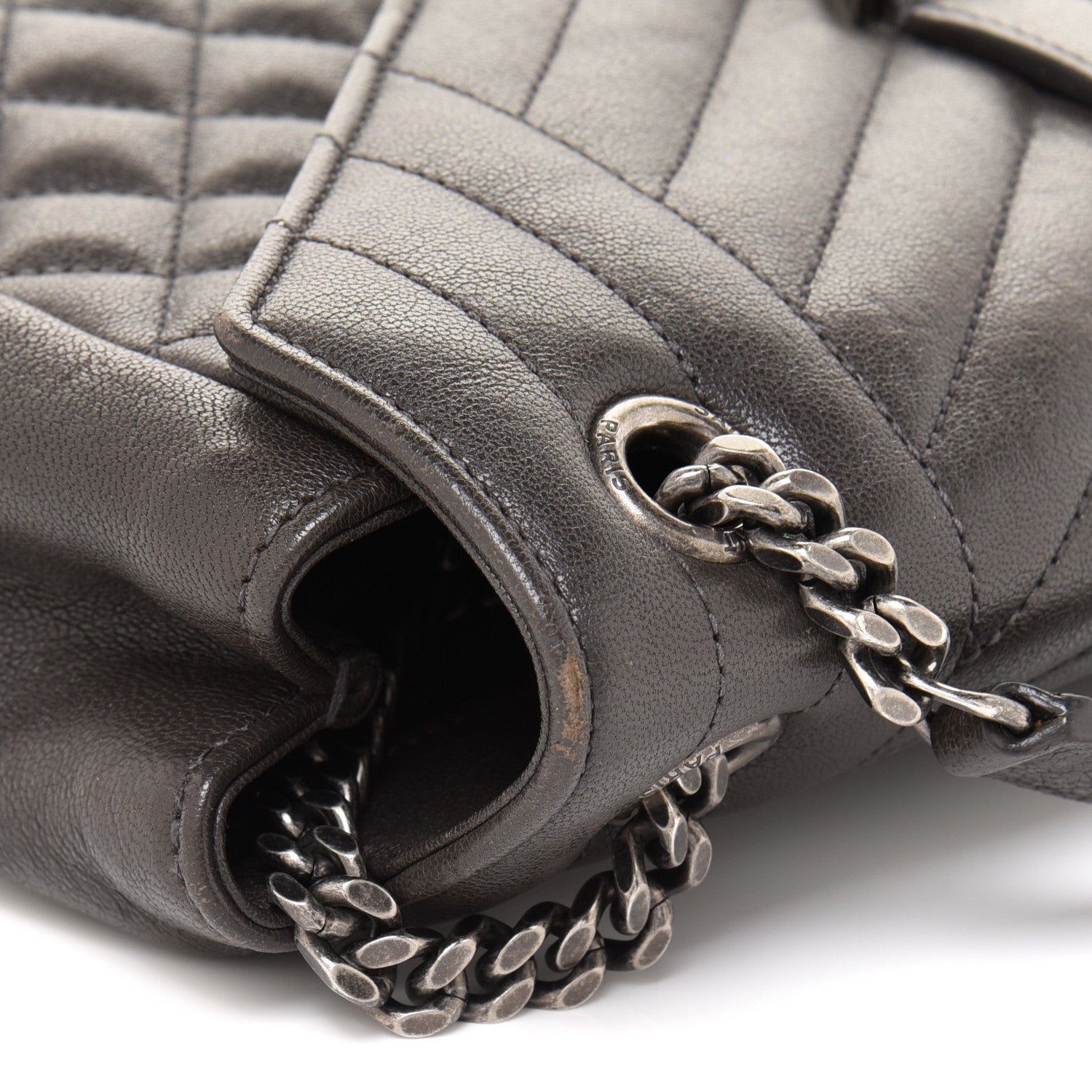 Saint Laurent Sheepskin Tri-Quilt Monogram Medium College Bag Coal 12 of 14