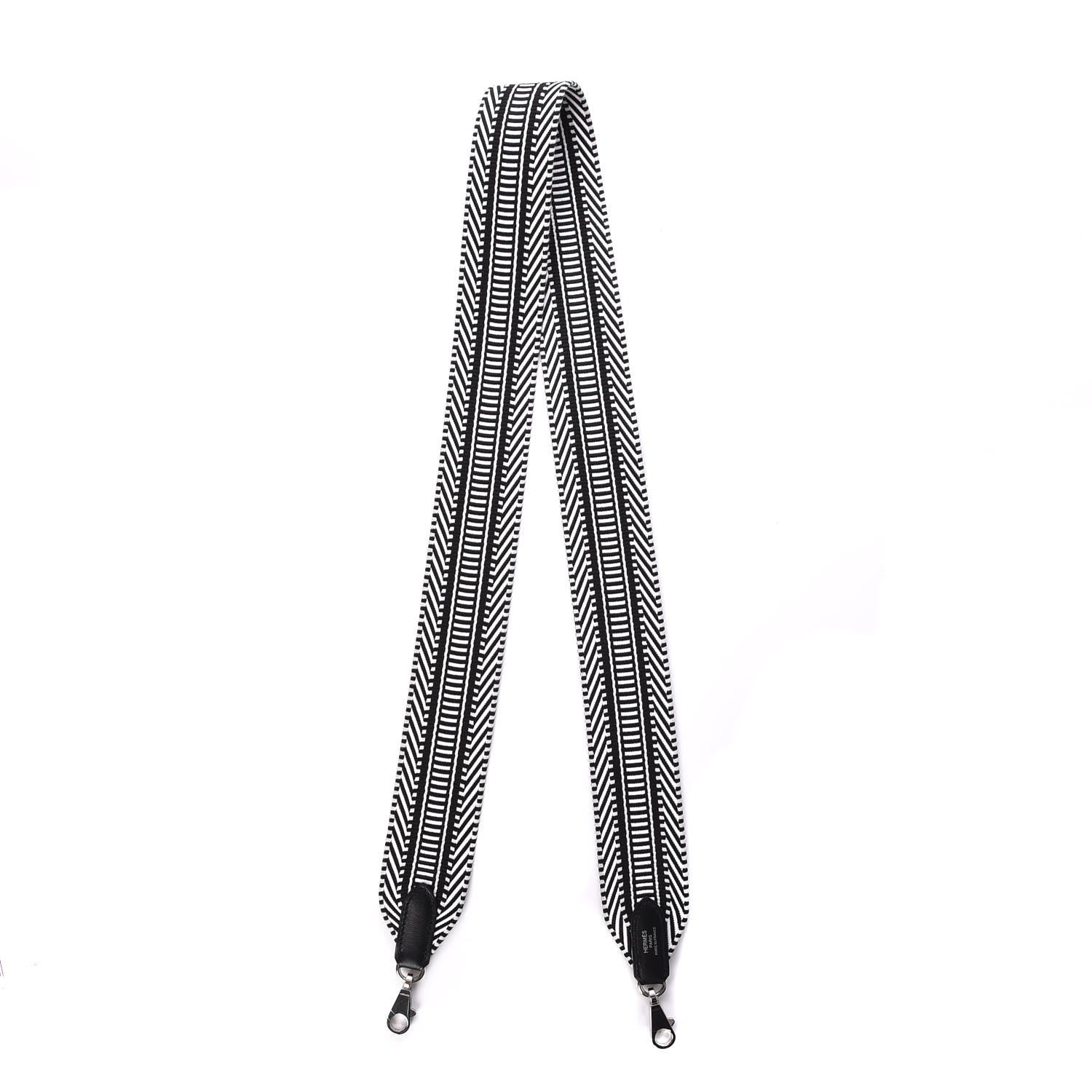 Hermes Toile Swift 50mm Sangle Cavale Shoulder Strap Black Ecru 4 of 5