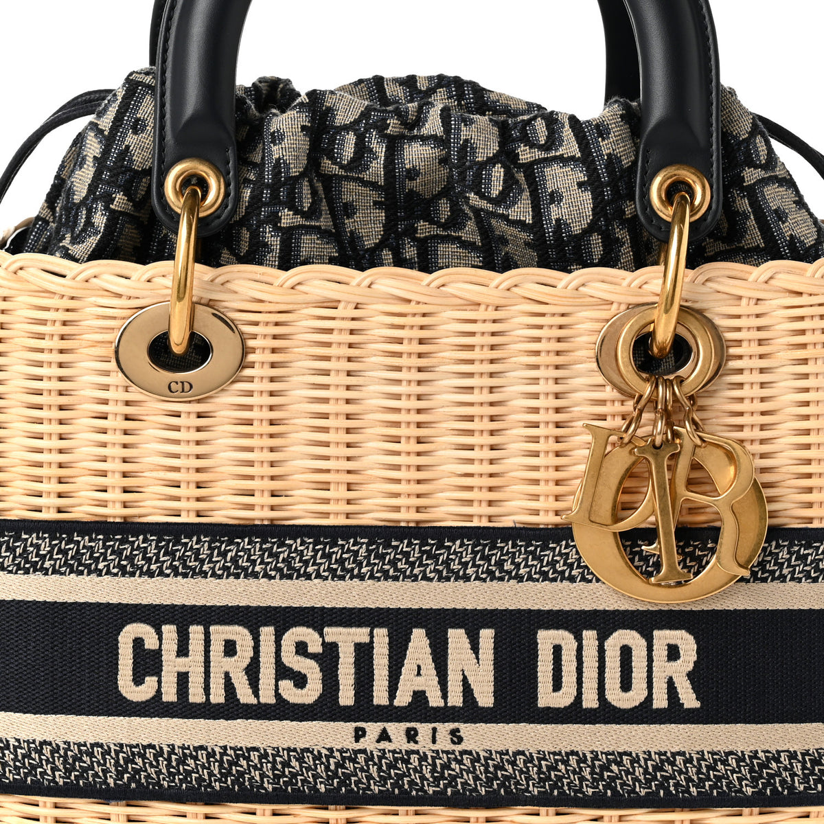 Christian Dior Wicker Oblique Medium Lady Dior Bag Blue 7 of 10