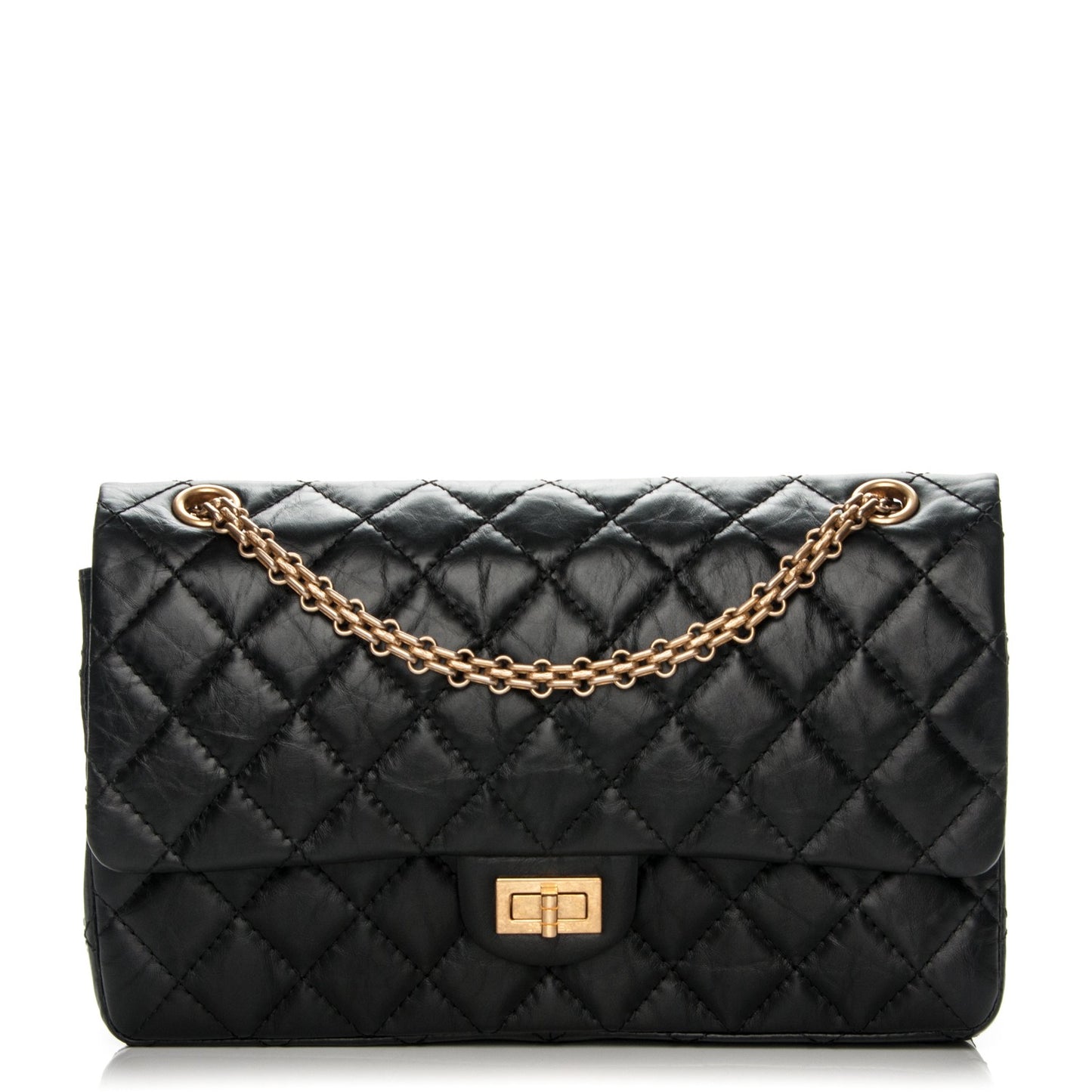 Aged Calfskin Quilted 2.55 Reissue 226 Flap Black