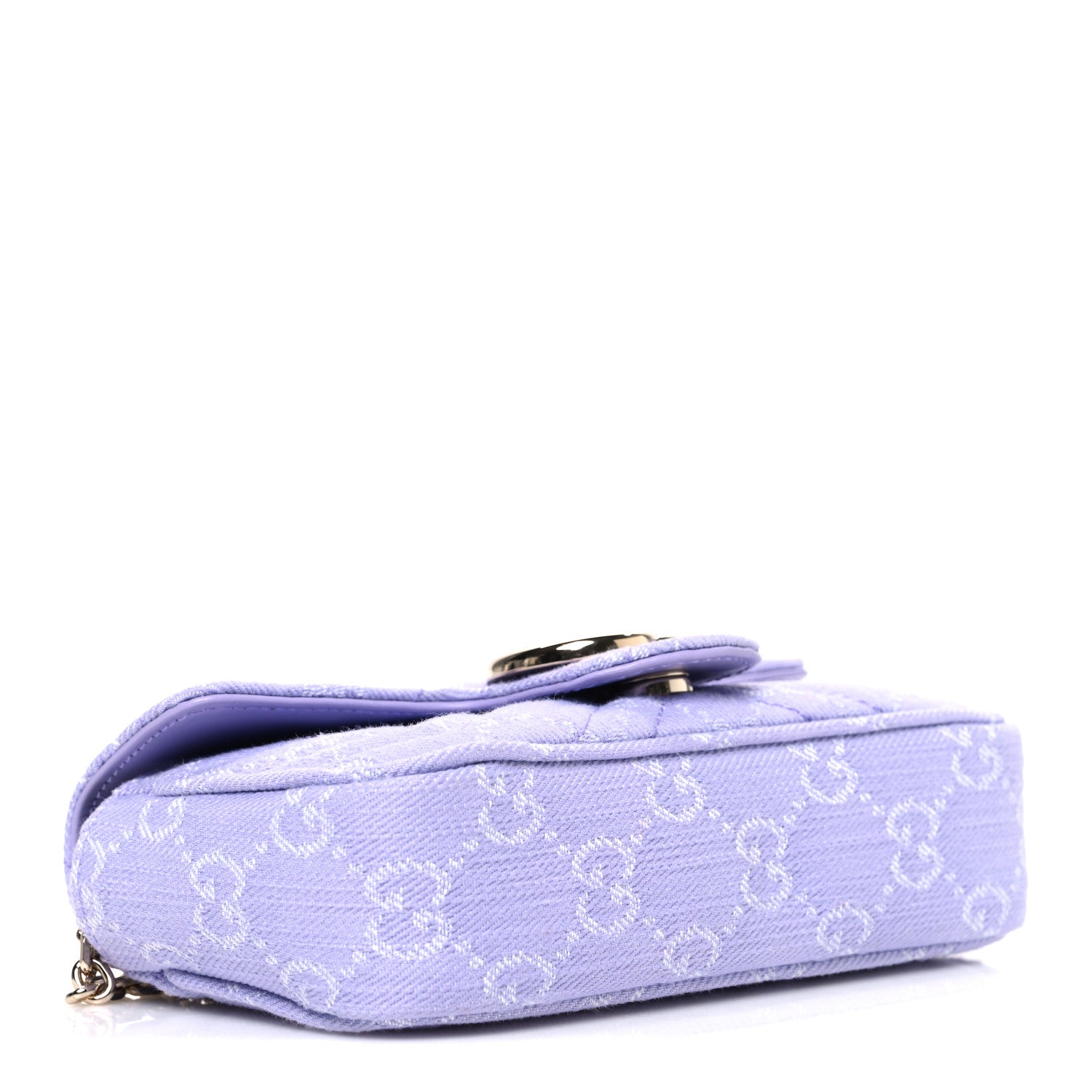 Gucci Denim GG Monogram Mini GG Marmont Shoulder Bag Light Purple 4 of 10