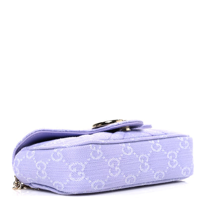 Gucci Denim GG Monogram Mini GG Marmont Shoulder Bag Light Purple 4 of 10