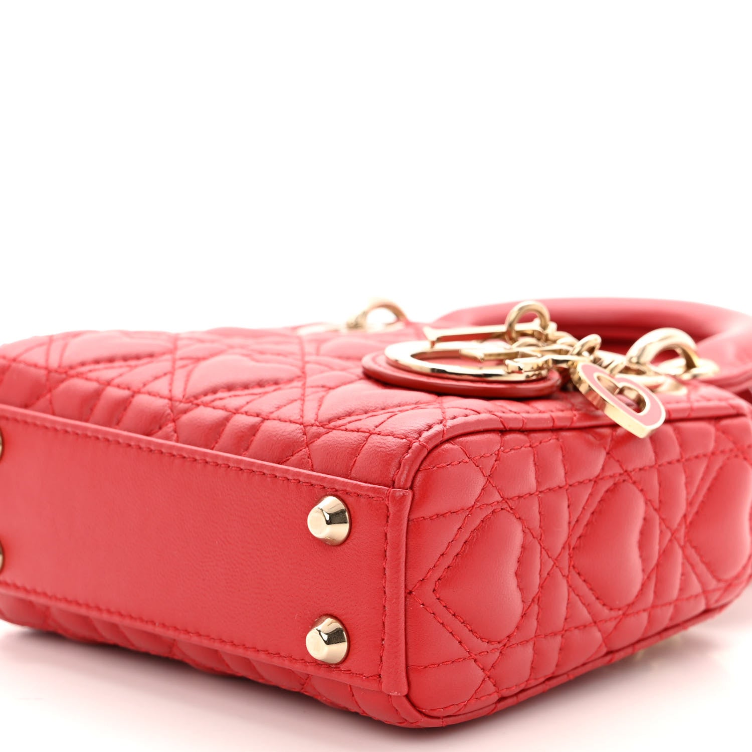 Christian Dior Calfskin Cannage Dioramour Micro Lady Dior Bright Red 9 of 9