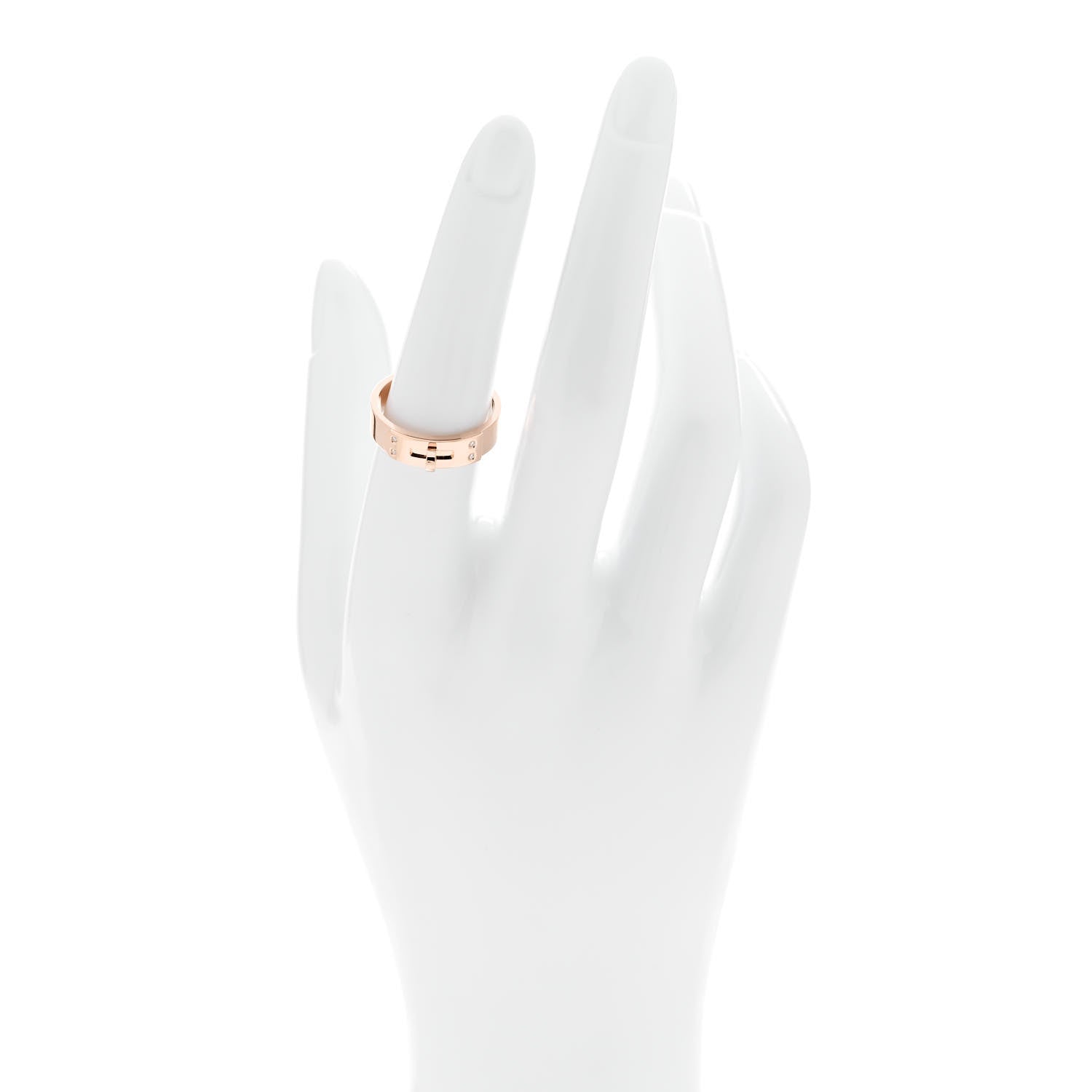 Hermes 18K Rose Gold Diamond PM Kelly Ring 54 7 2 of 4