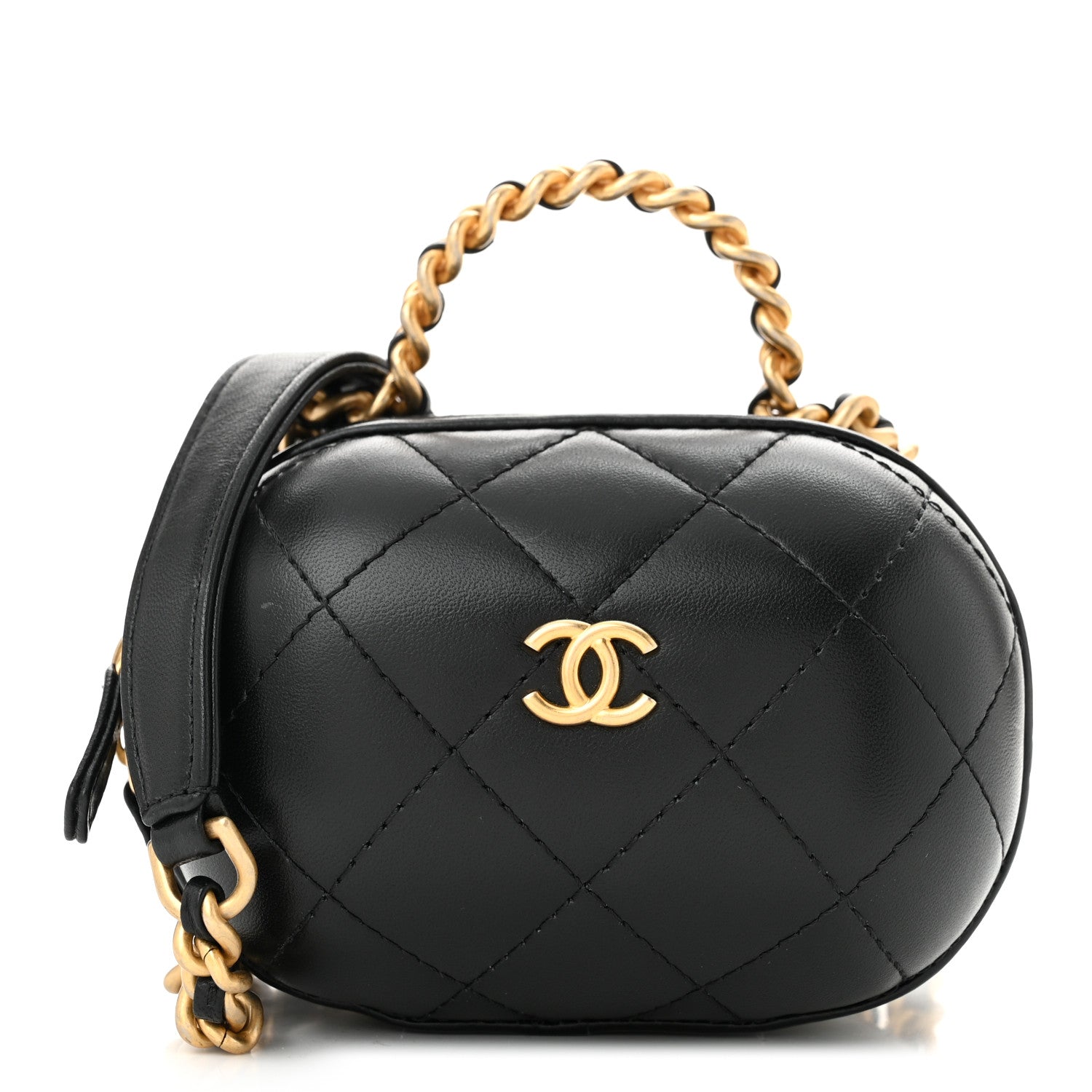 Chanel Lambskin Quilted CC Bubble Vanity Case With Chain Black 1 of 10