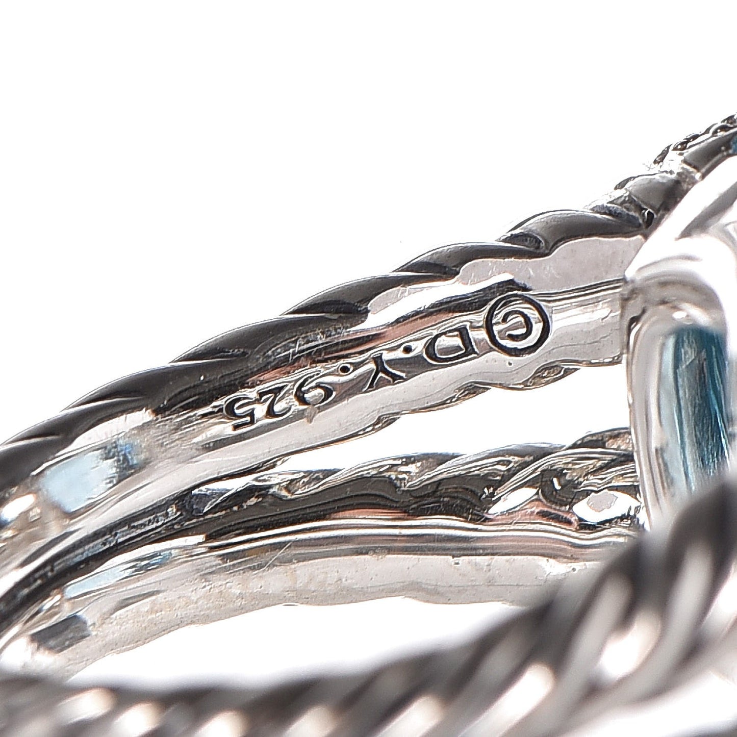 Sterling Silver Diamond Blue Topaz Willow Ring 51.9 6