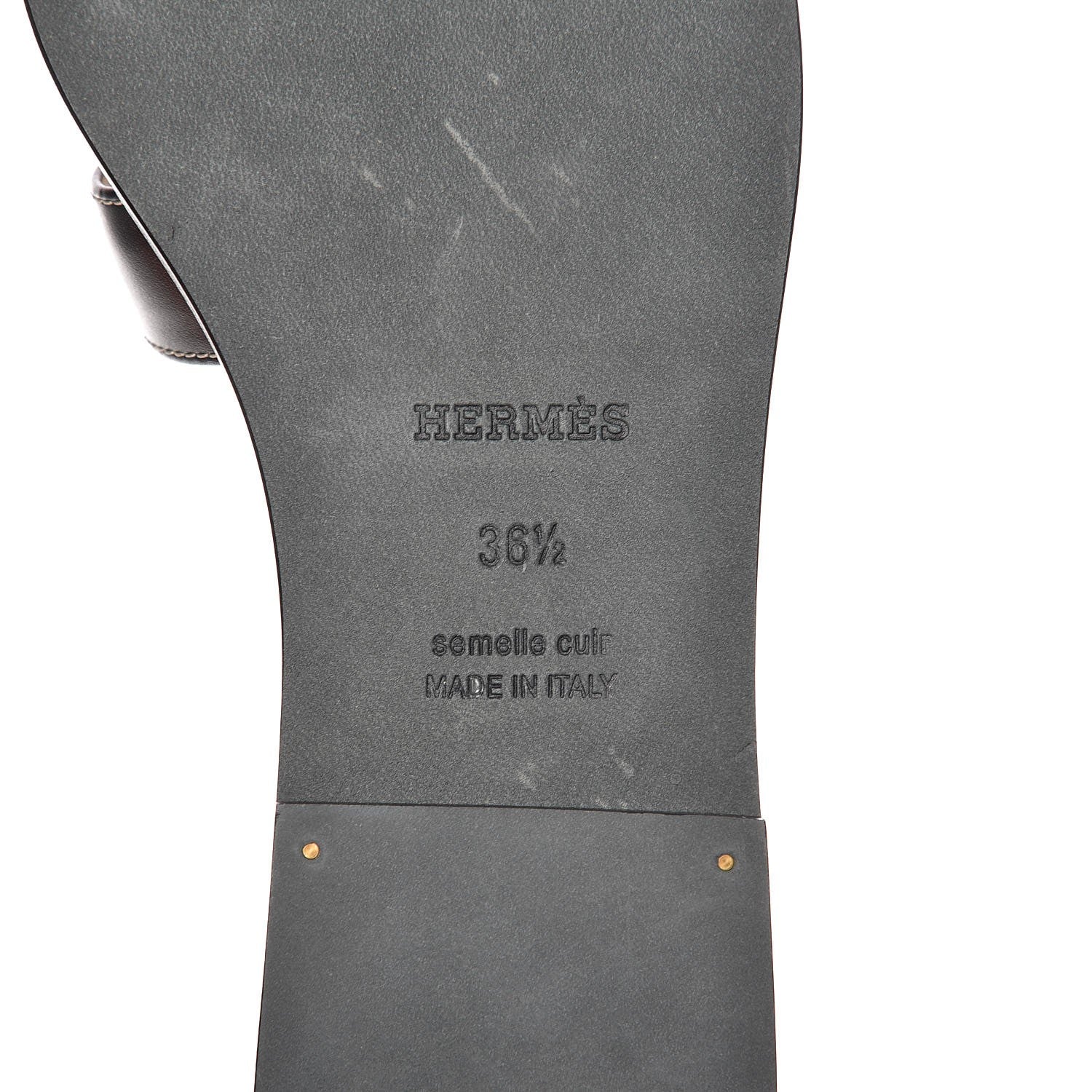 Hermes Box Calfskin Oran Sandals 36.5 Black 10 of 11