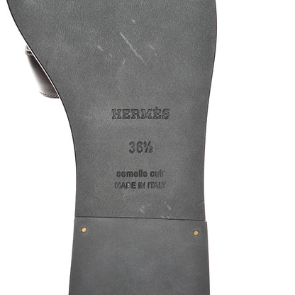 Hermes Box Calfskin Oran Sandals 36.5 Black 10 of 11