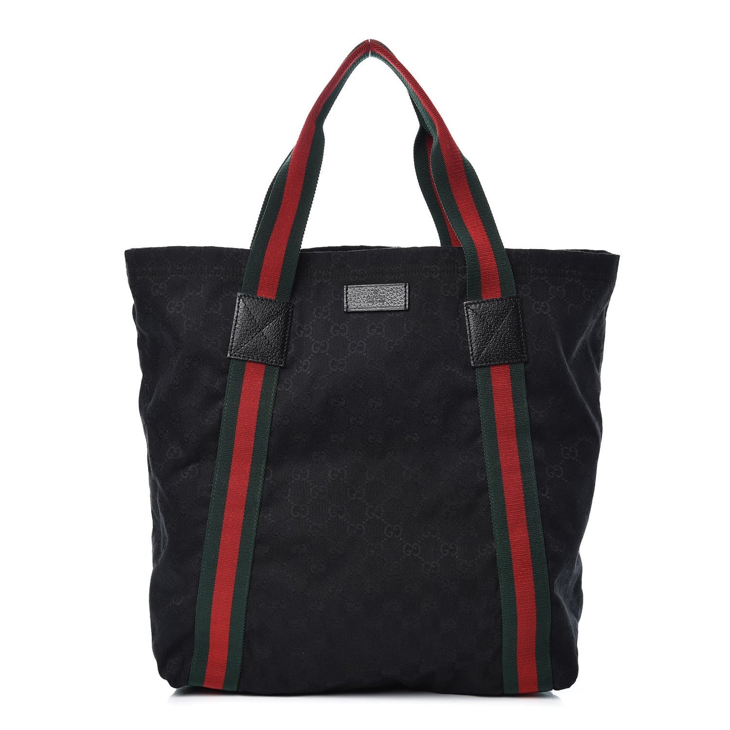 GG Monogram Medium Web Handle Vertical Tote Black