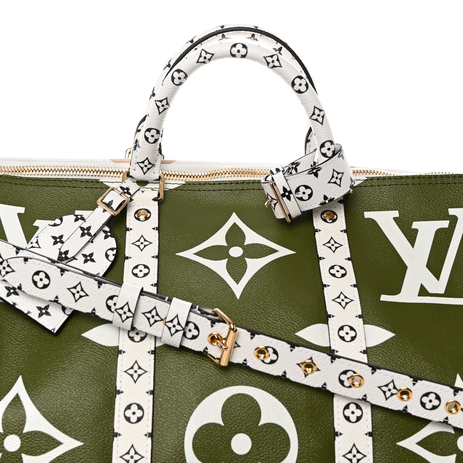 Louis Vuitton Monogram Giant Keepall Bandouliere 50 Kaki Beige 7 of 10
