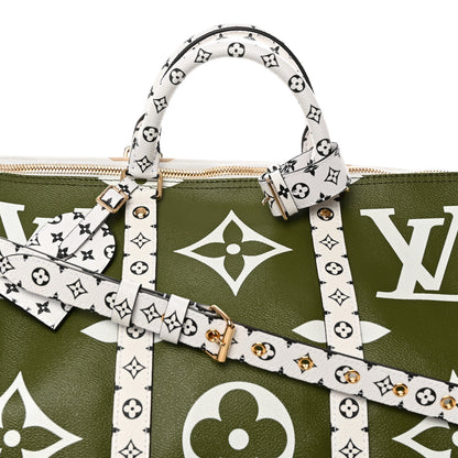 Louis Vuitton Monogram Giant Keepall Bandouliere 50 Kaki Beige 7 of 10
