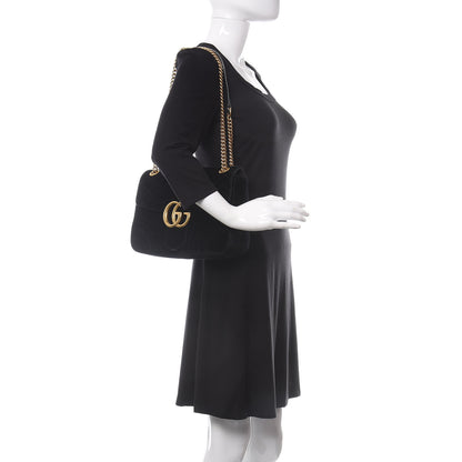 Gucci Velvet Matelasse Medium GG Marmont Shoulder Bag Black 2 of 10