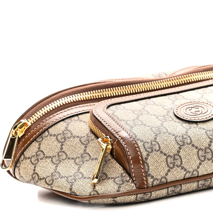 Gucci GG Supreme Monogram Textured Calfskin Retro Interlocking G Belt Bag Beige Ebony Brown Sugar 8 of 9