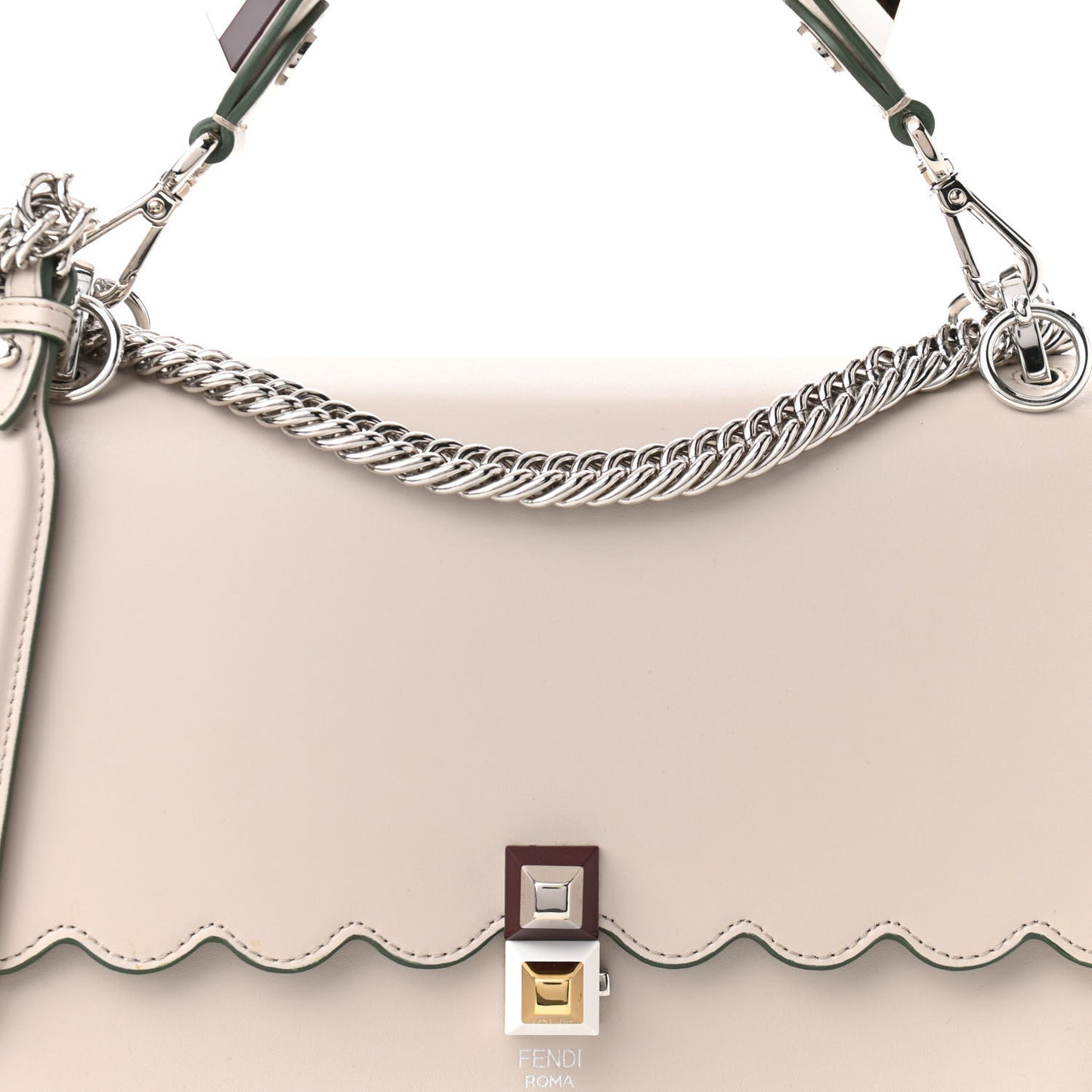 Vitello Liberty Scalloped Studded Kan I Shoulder Bag Grigio Polvere
