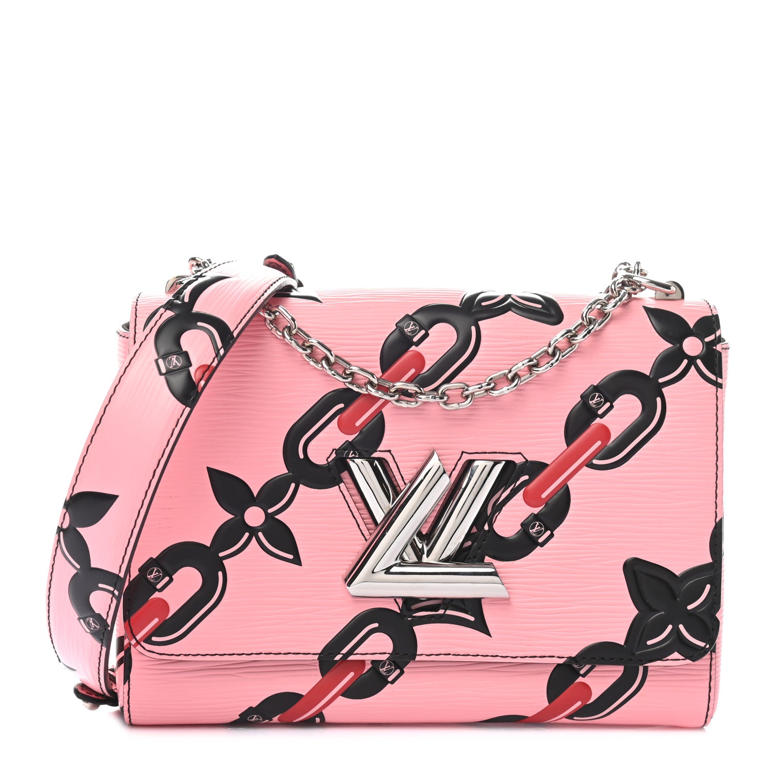 Louis Vuitton Epi Chain Flower Twist Shoulder Bag MM Pink 3 of 10