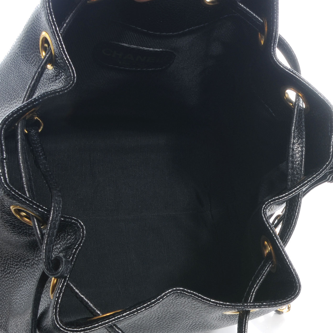 Caviar Drawstring Shoulder Bag Black