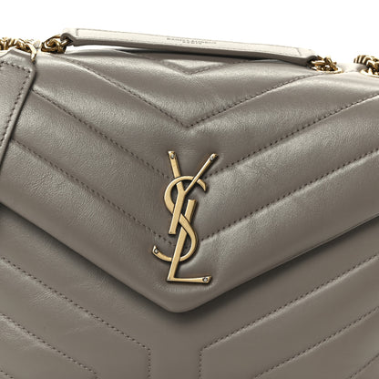 Saint Laurent Calfskin Y Quilted Monogram Small Loulou Chain Satchel Taupe 9 of 11