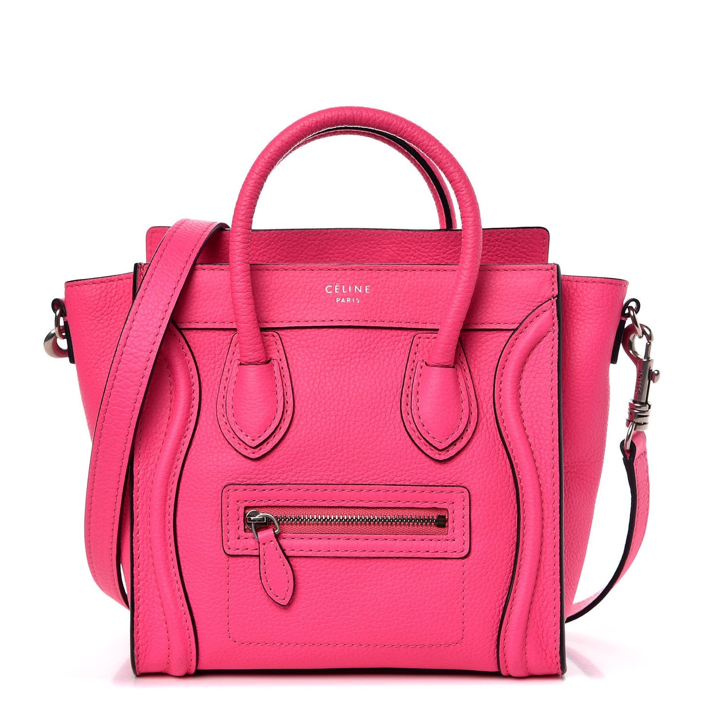 Drummed Calfskin Nano Luggage Fluo Pink