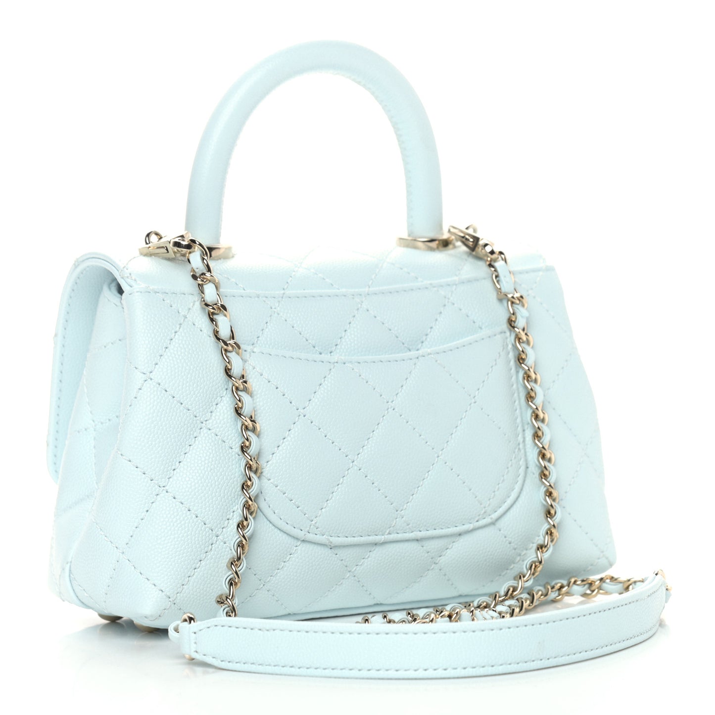 Caviar Quilted Extra Mini Coco Handle Flap Light Blue