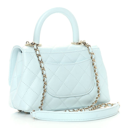 Chanel Caviar Quilted Extra Mini Coco Handle Flap Light Blue 3 of 9